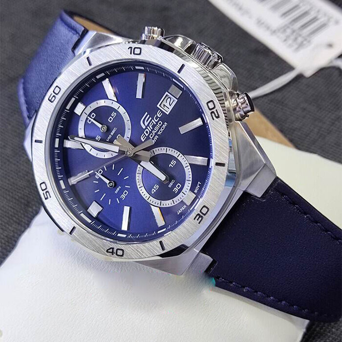 Наручные часы CASIO Edifice, серебристый/синий — фото 1