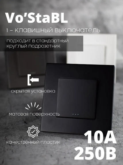 фото Выключатель серый одноклавишный Vo'StaBL