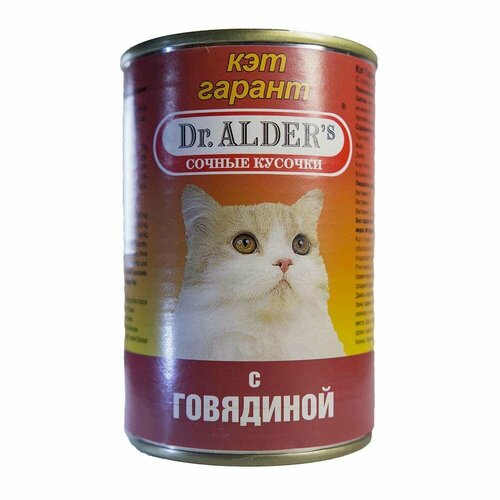 Dr. Alders Cat Garant, сочные кусочки в соусе с говядиной (0.415 кг) (7 штук)