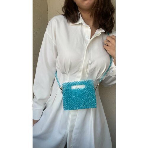 фото Сумка клатч illekon kasten 815kasten/bl, фактура плетеная, рельефная, зернистая, синий, голубой