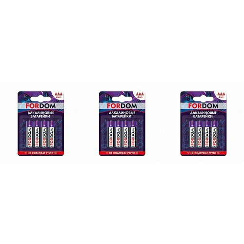 Fordom Батарейки AAA LR3 Мизинчиковые, 4 шт, 3уп.