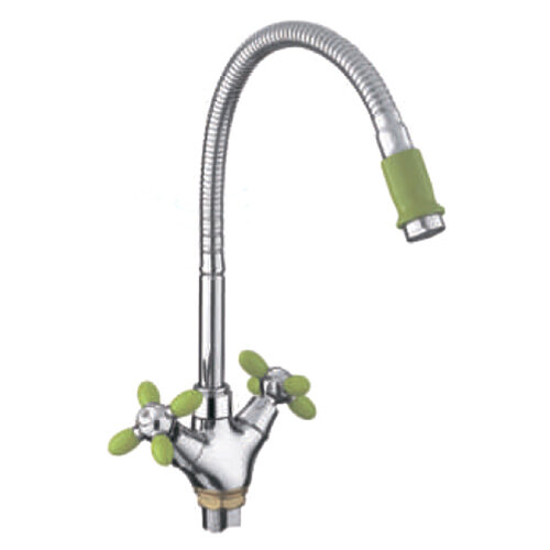 Смеситель для кухни Frud R43127-6 гибкий излив, зелёный, хром