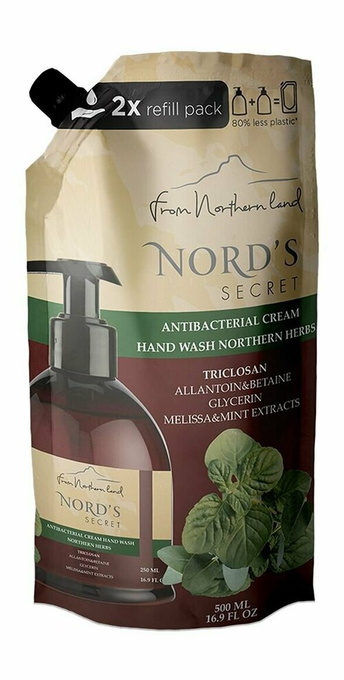 Антибактериальное крем-мыло для рук с ароматом северных трав 500 мл Nords Secret Antibacterial Cream Hand Wash Northern Herbs