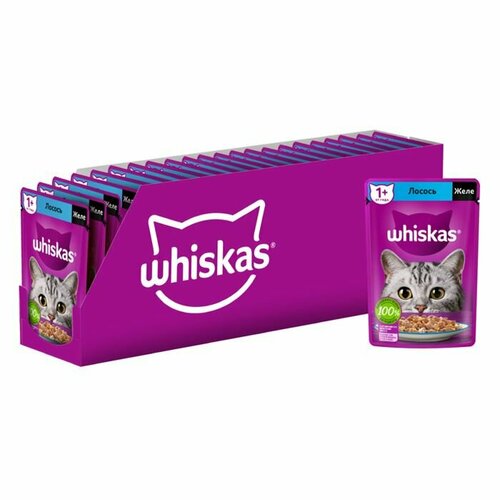 Whiskas консервы для кошек лоось в желе 28х75г