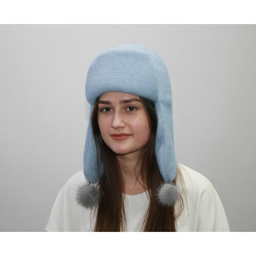 фото Капюшон ушанка шапка-ушанка, размер 56-57, голубой мария