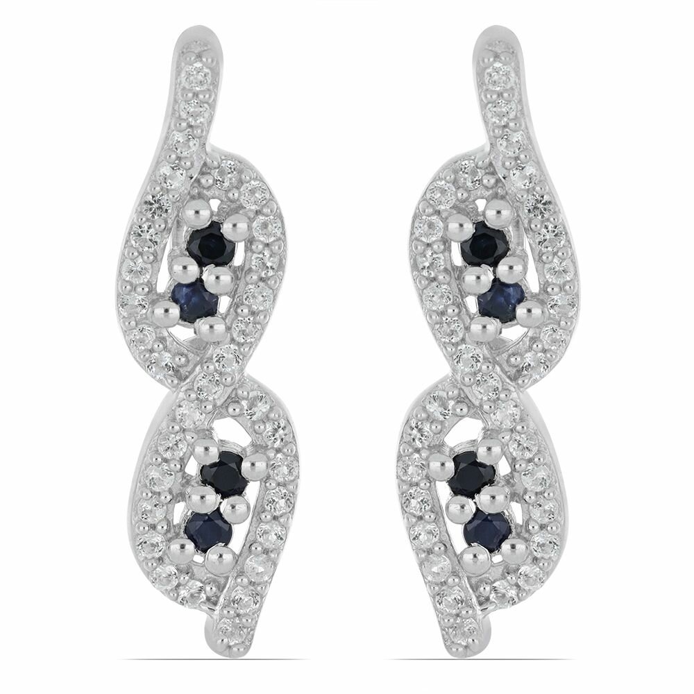 Серьги из серебра 925 сапфиром и Топазом