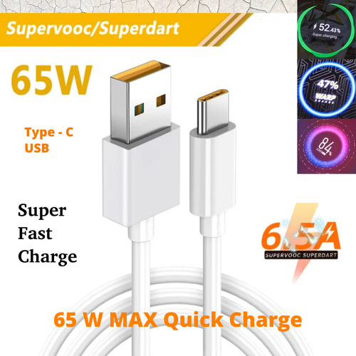 Кабель зарядки USB 3.0 - Type C Realme SuperCharge, 6.5 A, 65 Вт чехол задняя панель mypads из силикона с дизайном под кожу со стеклянной вставкой для oppo a96 5g reno7 lite reno 7z f12 pro 5g черная