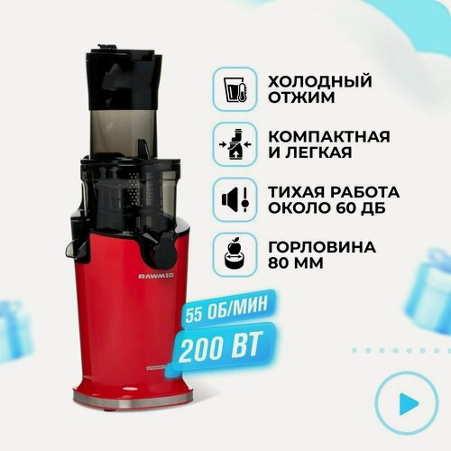 Изображение товара Соковыжималка шнековая электрическая, для цитрусов, зелени, орехового молока и овощей RAWMID Greenery RGJ-04