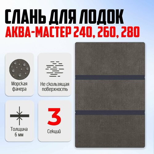 Сплошной пол для лодки (слань) для лодок ПВХ Аква/Барс 240, 260, 280 из морской фанеры 1210х805х6 мм