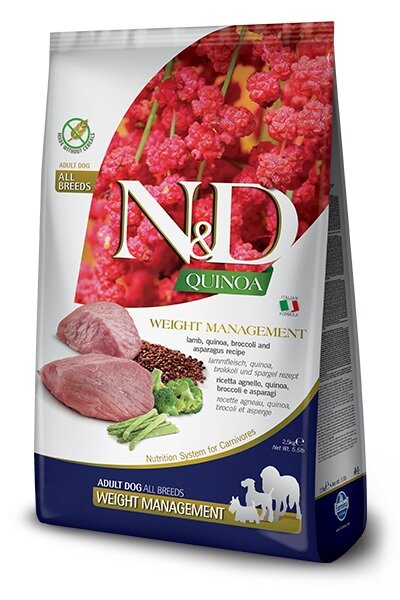 Farmina N&D Dog Grain Free Quinoa Weight Management корм для собак для контроля веса Ягненок