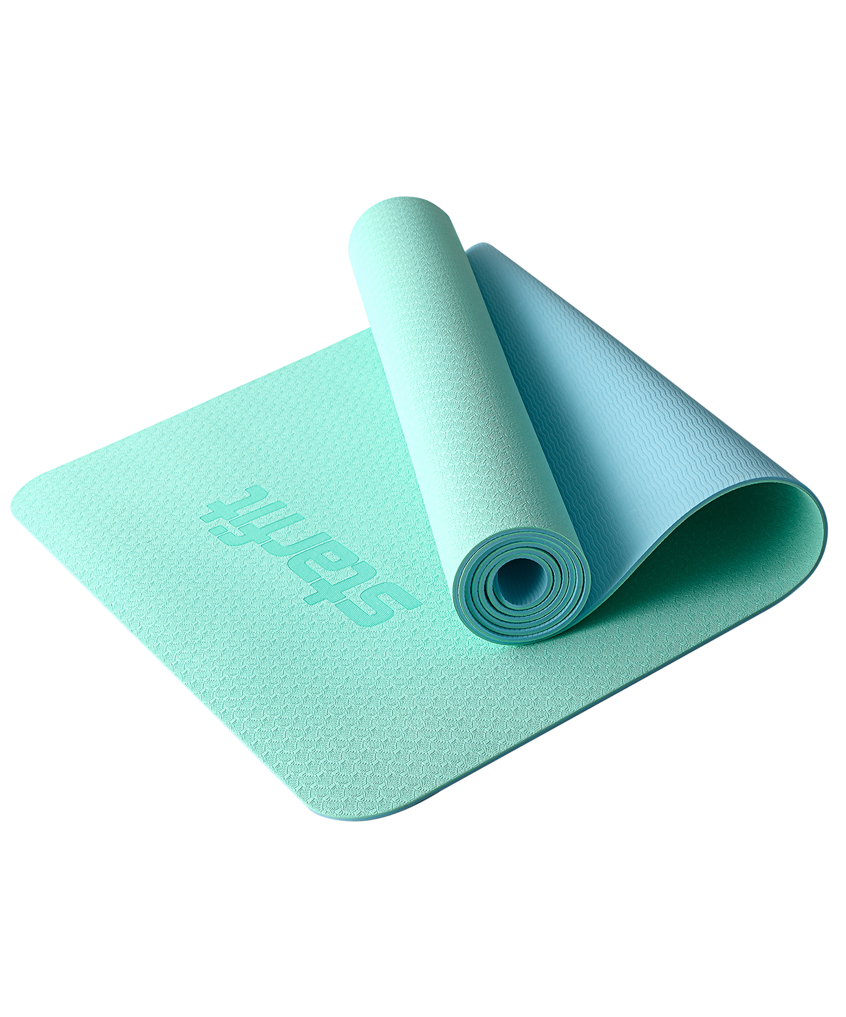 Коврик для йоги и фитнеса Starfit Fm-201, Tpe, 183x61x0,4 см, мятный/синий