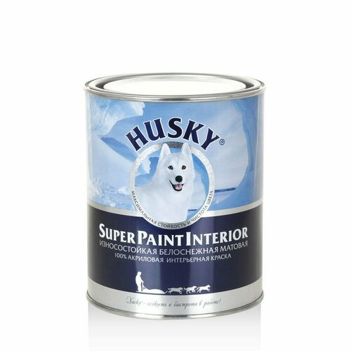 Краска интерьерная износостойкая Husky краска для стен и потолков husky детские комнаты 0 9 л база а моющаяся акриловая