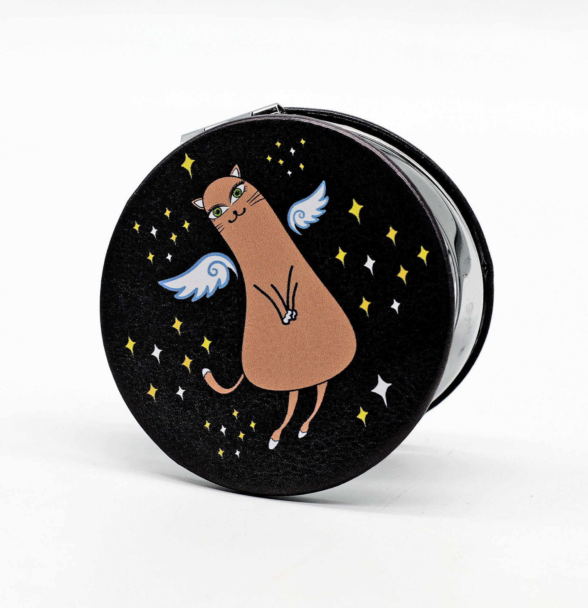 Зеркало круг Экокожа. Ты ангел!