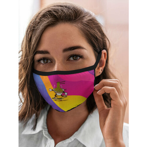 Маска многоразовая защитная Популярные иллюстрации Еда Лапша на скейте 468₽