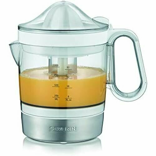 SEVERIN CP 3535 Соковыжималка для цитрусовых с регулятором мякоти простой в использовании и простой в чистке пресс для цитрусовых с контейнером для сока XXL 10 л 40 Вт белыйматовая нержавеющая сталь 1136200₽