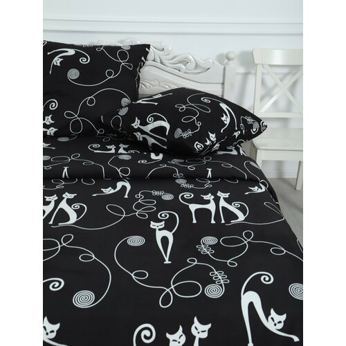 Наволочка 50х70 см, комплект из 2 х шт, TOP_T, сатин, черный