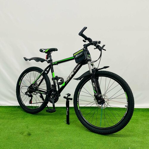 Велосипед SKILLMAX 26 2024 19 рост 150-185 см черный зеленый 21490₽