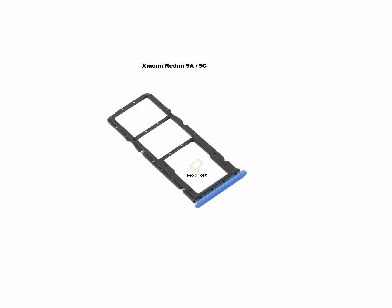 Держатель SIM для Xiaomi Redmi 9A, 9C, синий, металл, пластик — фото 1