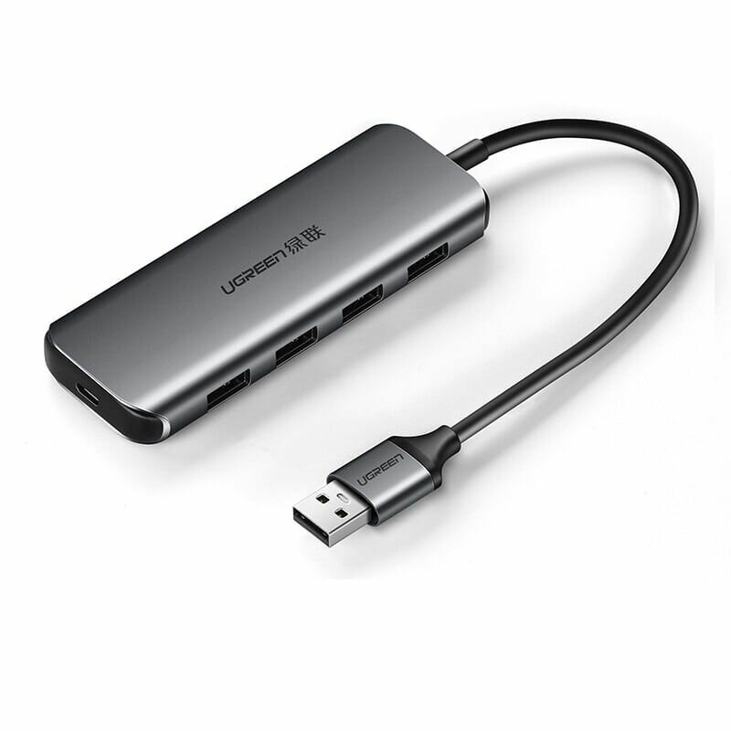 Хаб внешний USB 3.0 4 порта 0,15 м. space gray Ugreen