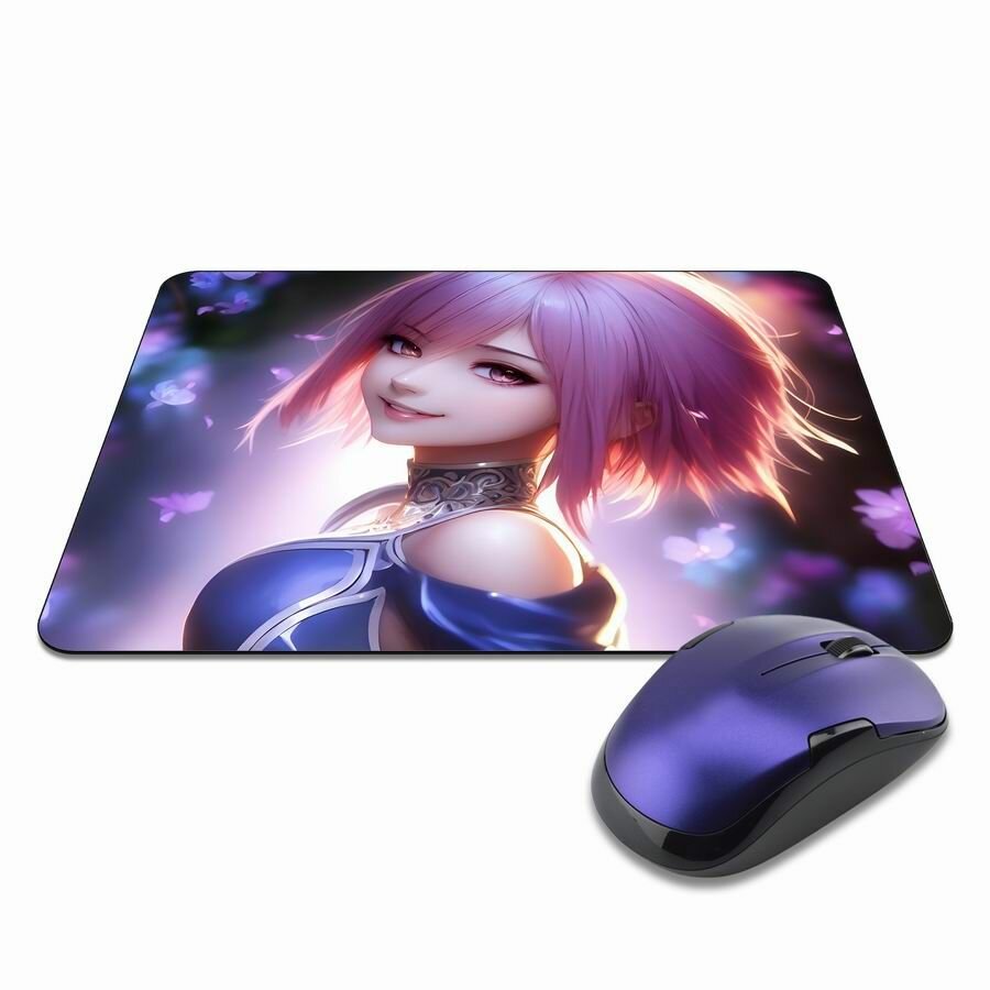 Коврик для мышки Аниме девушка, прорезиненный, влагоотталкивающий, с не стирающимся изображением, 22х18см, толщина 3мм