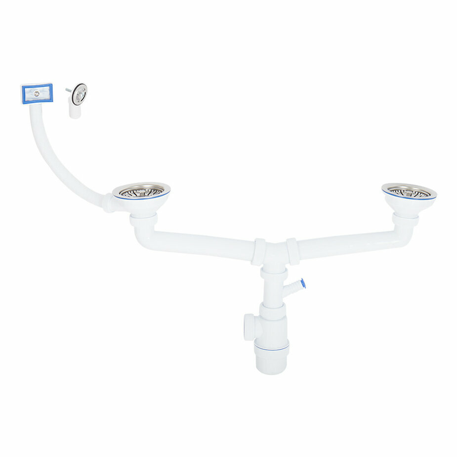 Сифон Мини Элит 1 1/2 х 40 мм, нерж. чашка D70 мм и с гофротрубой L800 мм 40 х 40/50 мм WIRQUIN