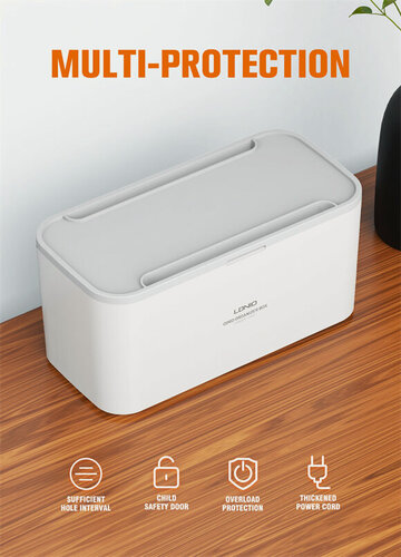 Изображение товара Сетевой фильтр в боксе LDNIO SN5311 Management Power Strip Box 2500W, 5 универсальных розеток + 3 USB, 2м, Белый