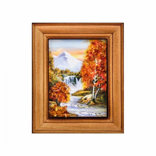Картина из янтаря Водопад с янтарной крошкой дер краш рамка 7х9 A2181714 700₽