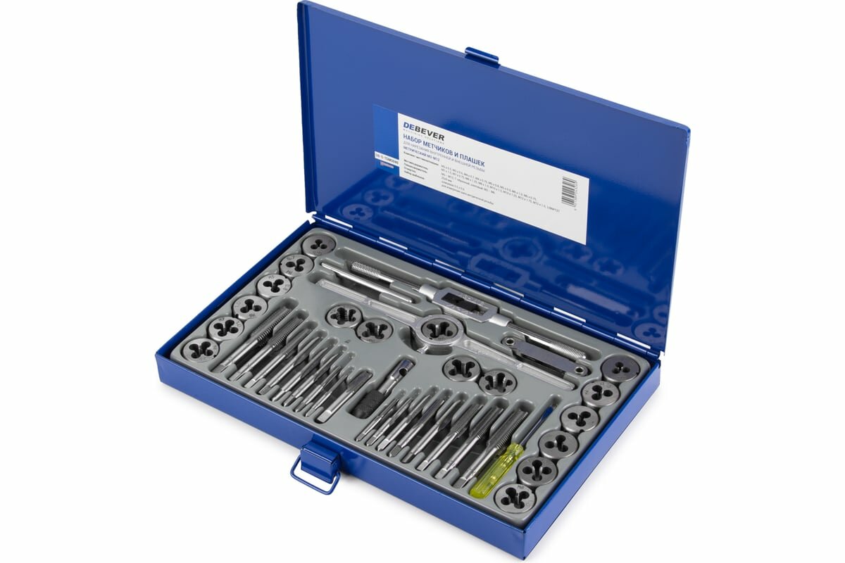 Набор метчиков и плашек DeBever М3-12, 40 предметов, метрическая резьба DB-S-TDM5040