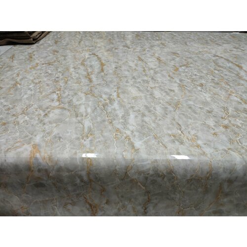 Силиконовая скатерть на стол 140х350 гибкое стекло бело-бежевое золото