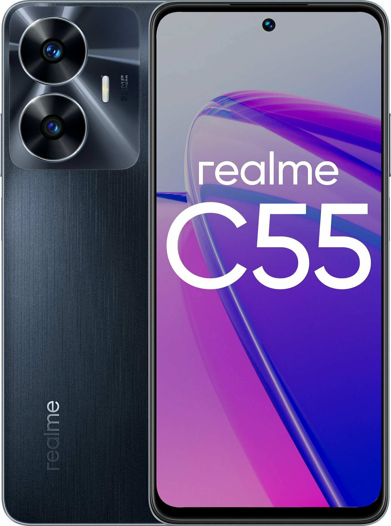 Смартфон realme C55 8/256 ГБ RU, Dual nano SIM, rainy night (черный)