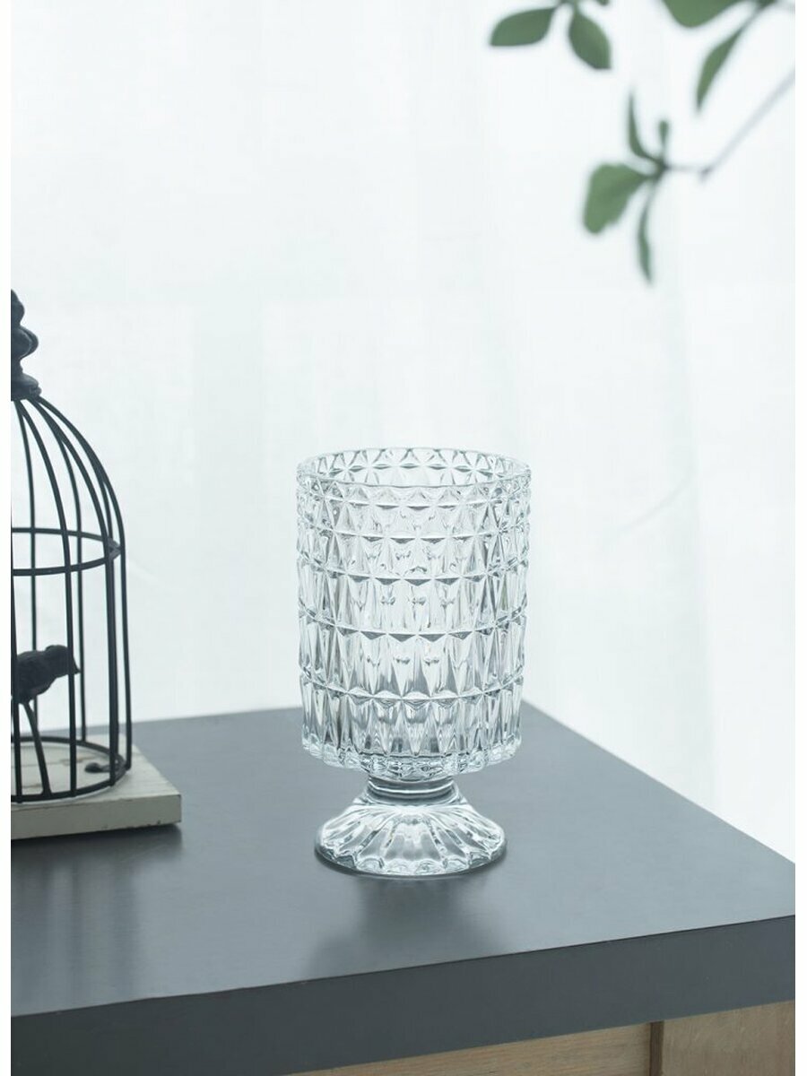 77277 Ваза настольная 11x11x19см, Стекло, прозрачная, Glasar