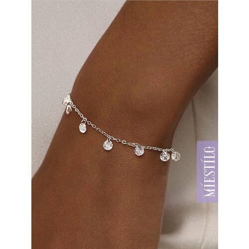 Браслет-цепочка MIESTILO серебро 925 проба родирование фианит длина 18 см 2490₽