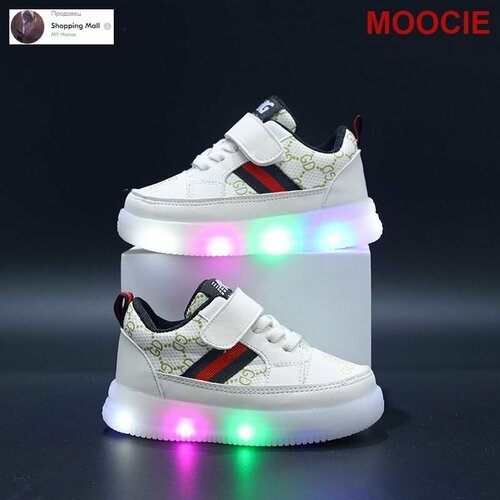 фото Кроссовки moocie светодиодная детская спортивная обувь с подсветкой, размер 14.2cm, черная