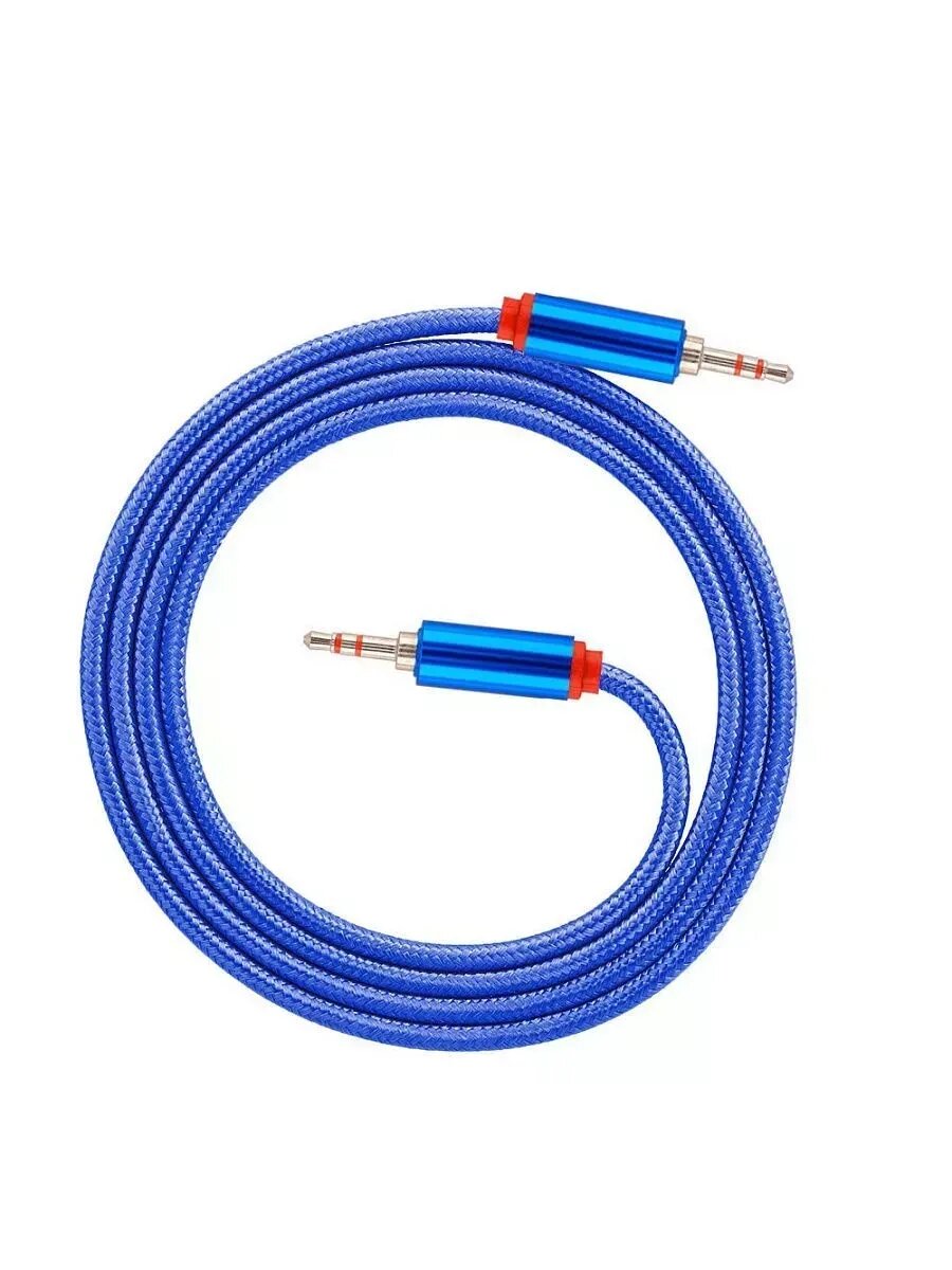 AUX кабель в машину mini jack 35 mm цвет синий длина 2 метра