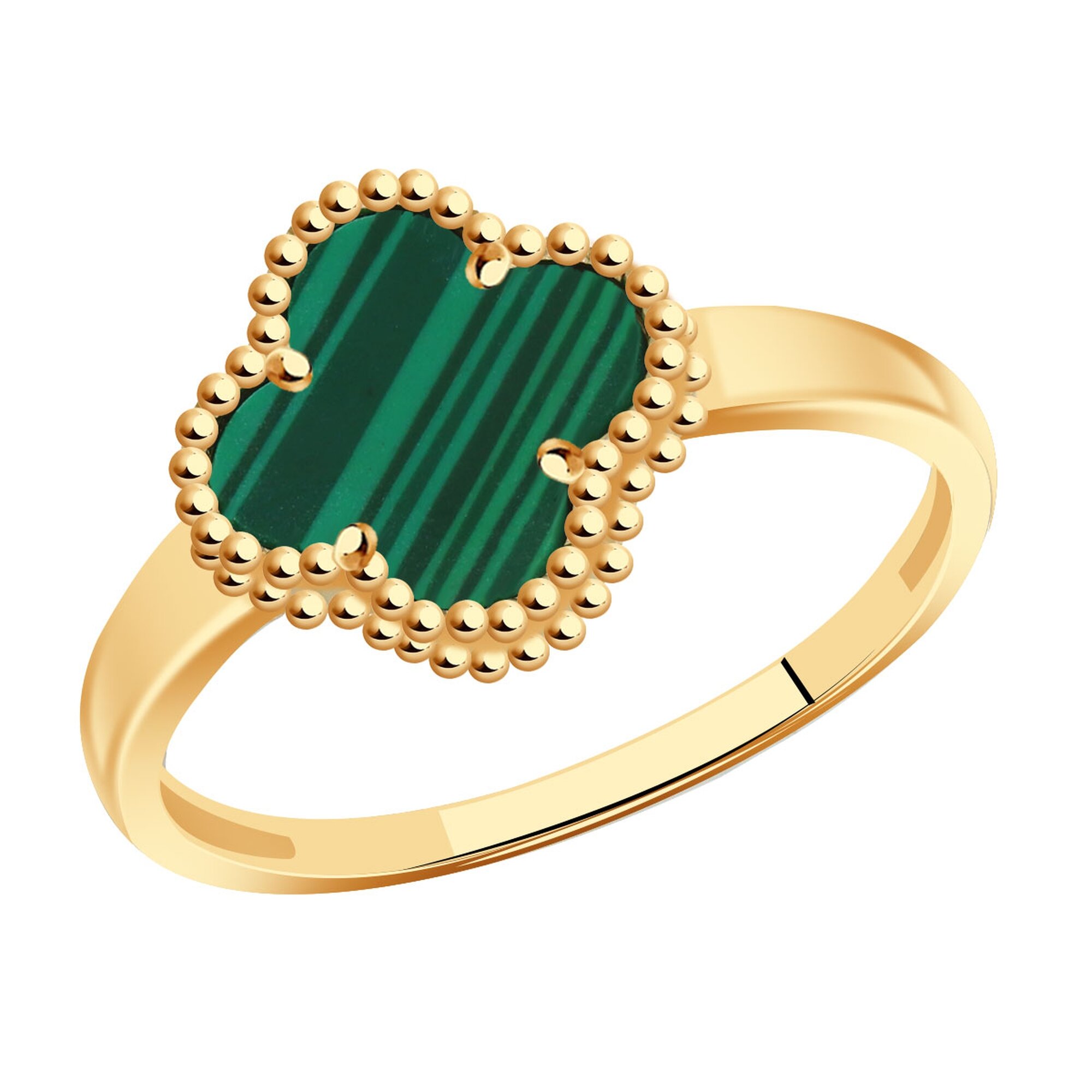 Кольцо Diamant online, красное золото, 585 проба, малахит