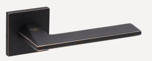 Изображение товара Ручка дверная ADDEN BAU BINARY Q572 BLACK / GOLD RIM | черная с золотыми гранями