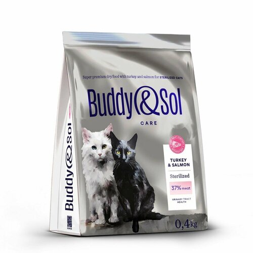 BUDDY SOL CARE STERILIZED 400 гр сухой корм для взрослых стерилизованных кошек с индейкой и лососем 5шт
