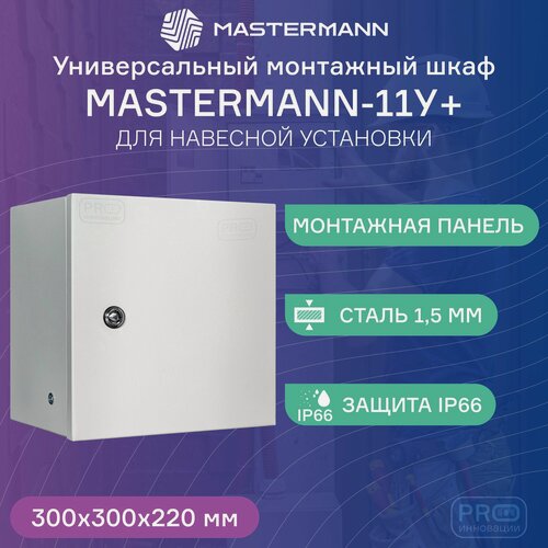 Изображение товара Универсальный монтажный шкаф Mastermann-11У+ навесной IP66, 300х300х220 (ШхВхГ)