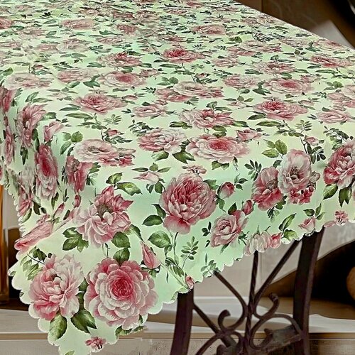 Скатерть на стол Laid Table клеенка для кухни 110x140, тканевая основа, водоотталкивающая, пасхальная