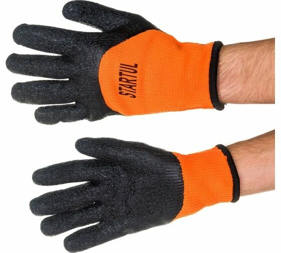Утепленные акриловые перчатки с латексным рельефным покрытием STARTUL размер 10