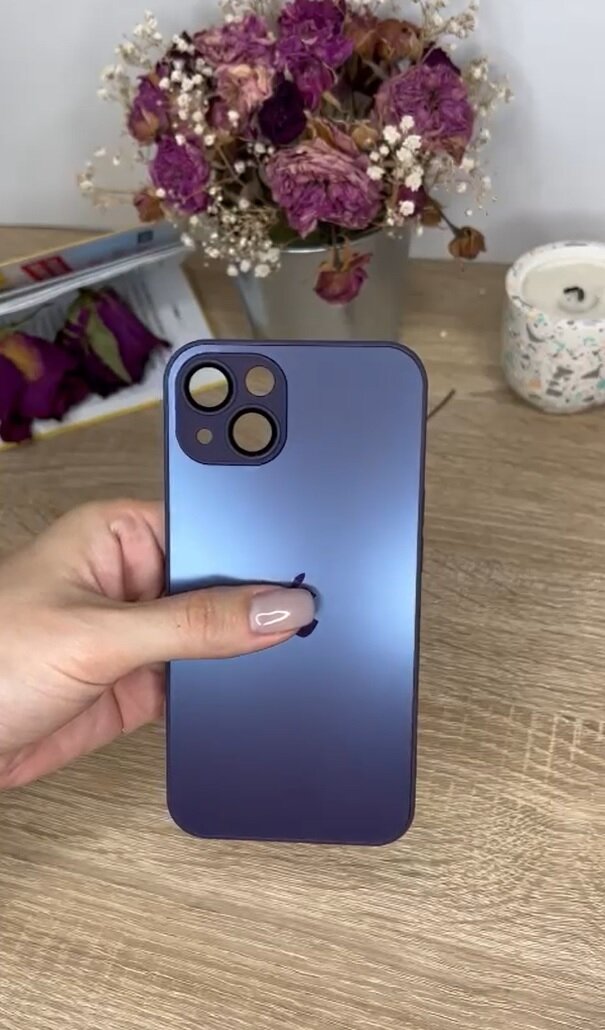 Чехол матовый стеклянный на iPhone 14 Фиолетовый