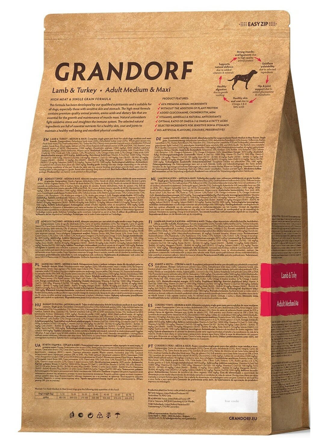 Сухой корм Grandorf Holistic для взрослых собак средних и крупных пород, с ягненком и индейкой 3 кг — фото 1
