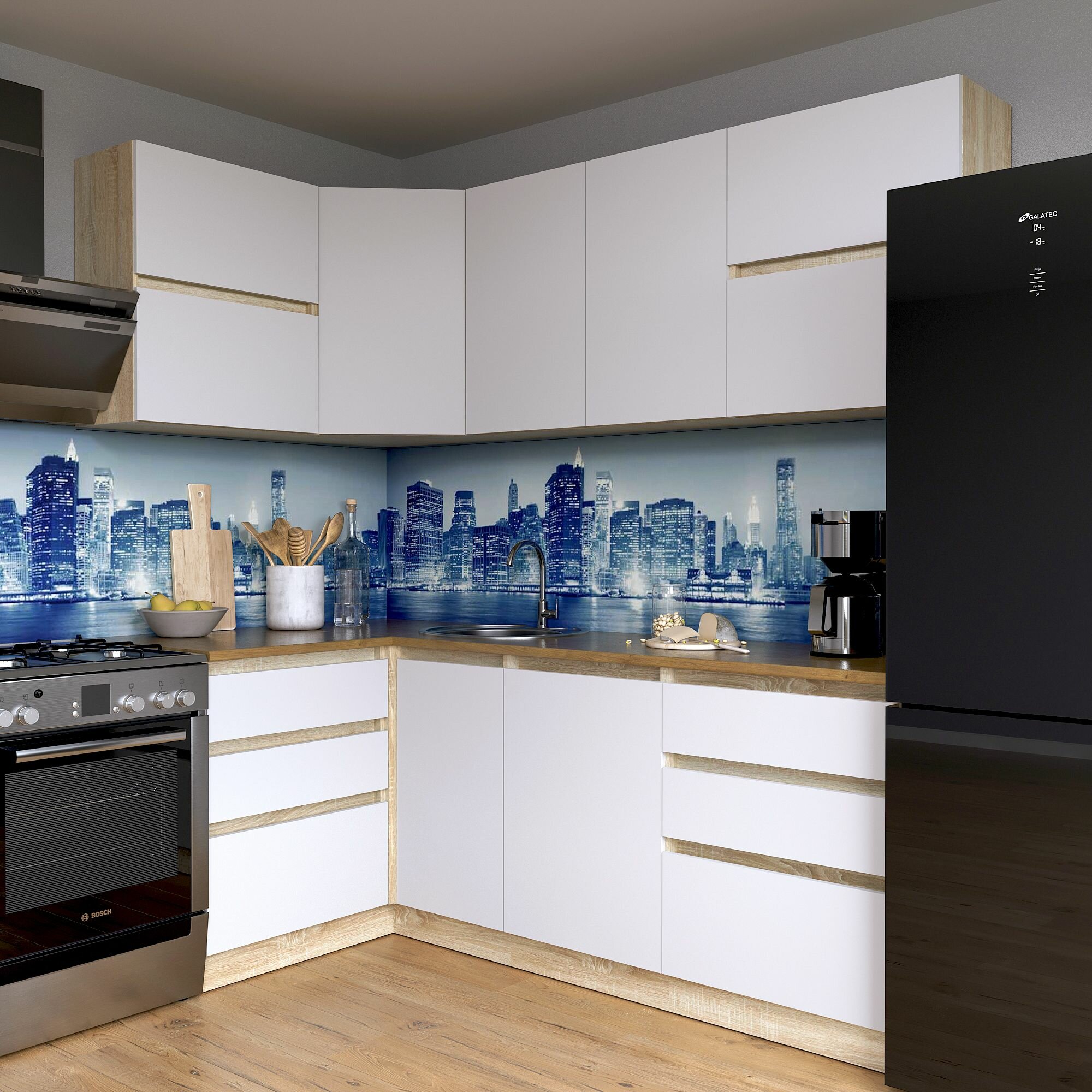 Гарнитур Трио мебель "Барселона", угловой, ЛДСП, цвет дуб сонома/белый, 210х120 см