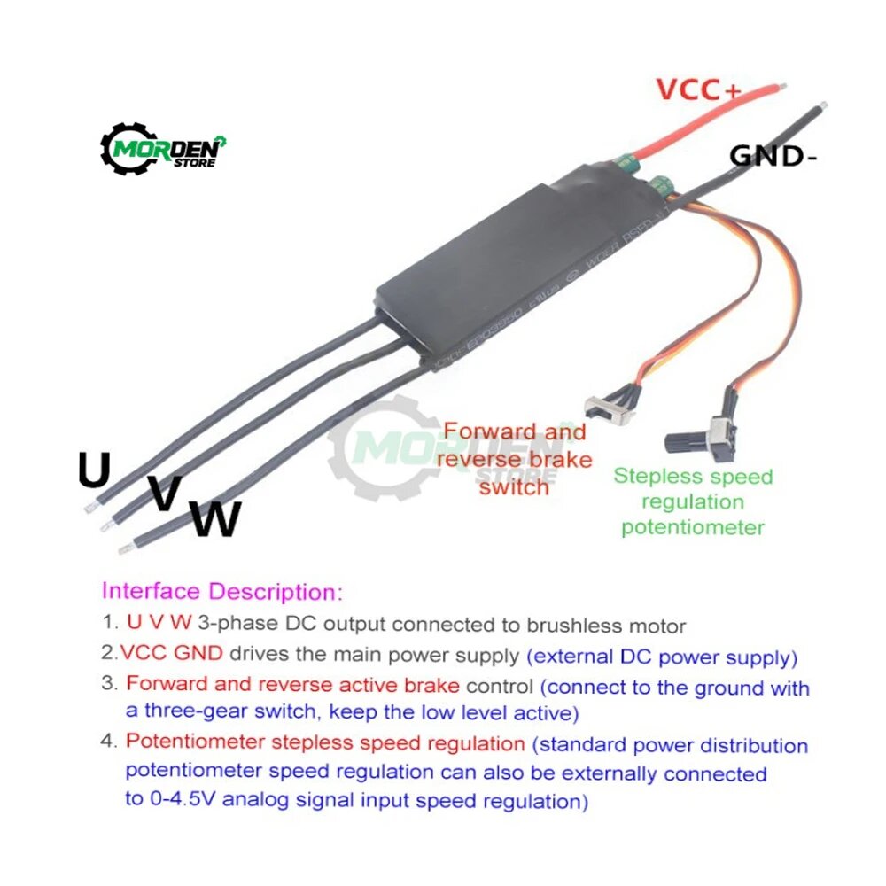 Контроллер двигателя DC6-24V 1000W BLDC DC бесщеточный без Холла плата драйвера двигателя PWM вход сигнала