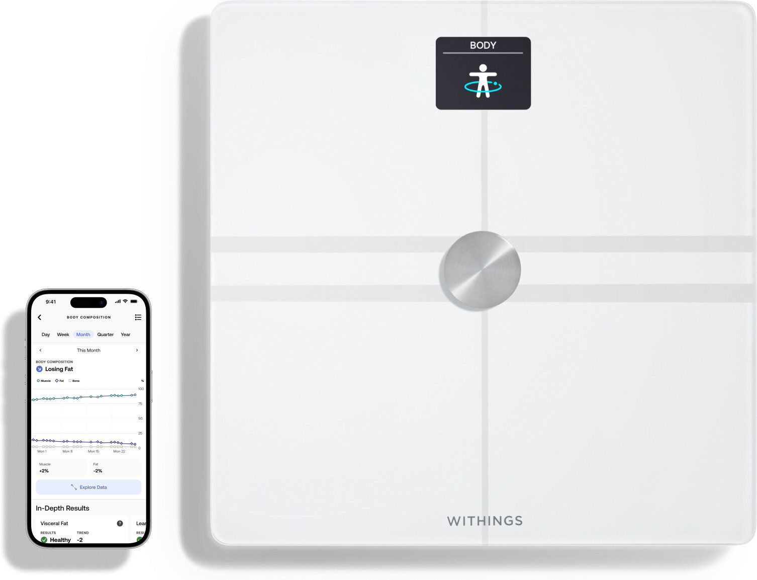 Умные весы Withings Body Comp, с диагностикой и памятью, беспроводные, белые