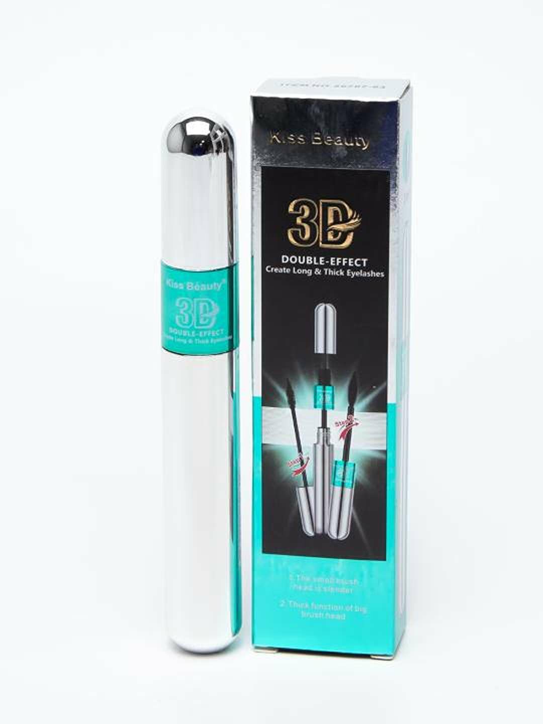 Тушь двухсторонняя для ресниц Kiss Beauty 3 D эффект удлинение и объем, черный, 9 мл
