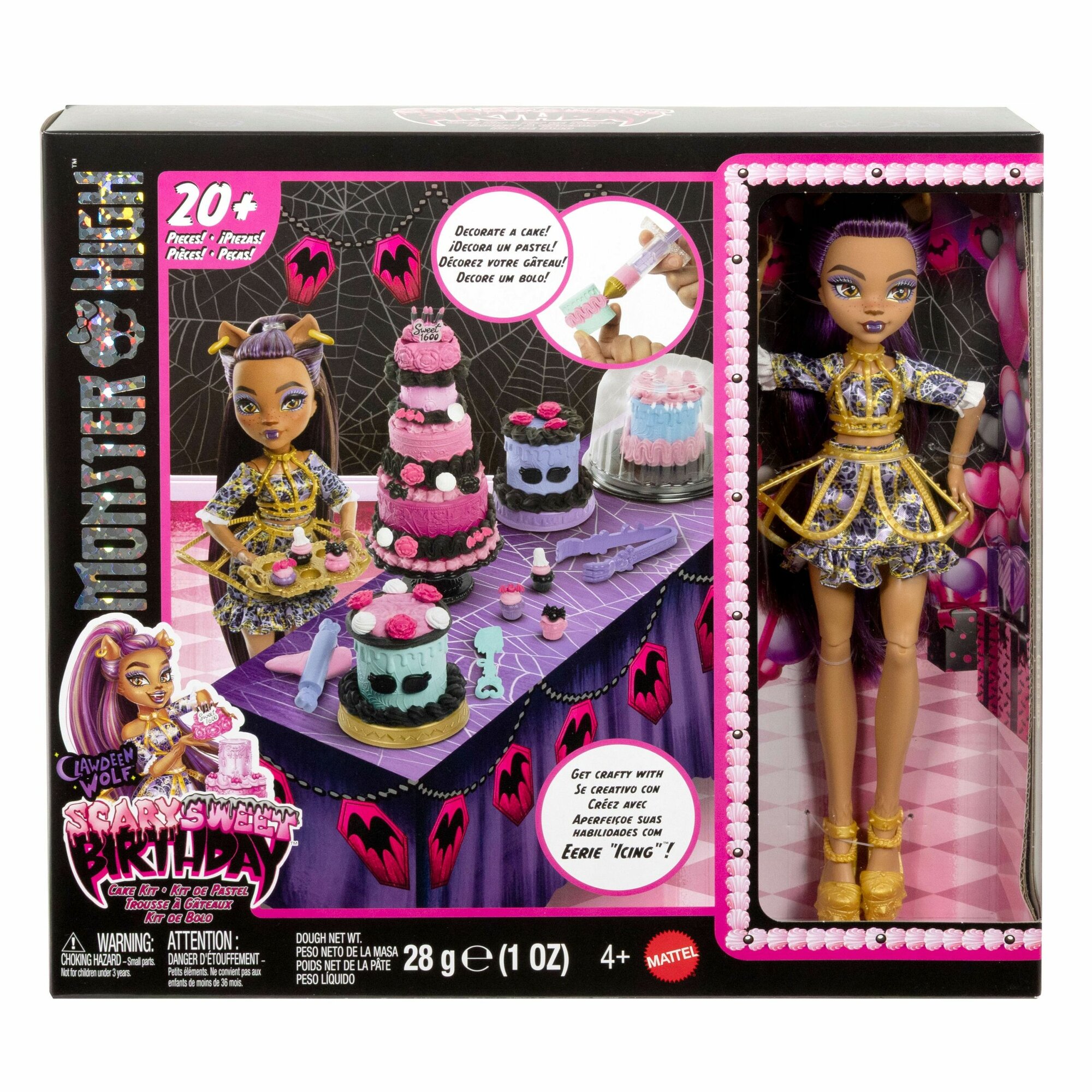 Кукла Mattel Monster High SCARFY SWEET BIRTHDAY - Клодин Вульф + Набор для самостоятельного украшения торта - Кукла с аксессуарами Монстр Хай JBG78