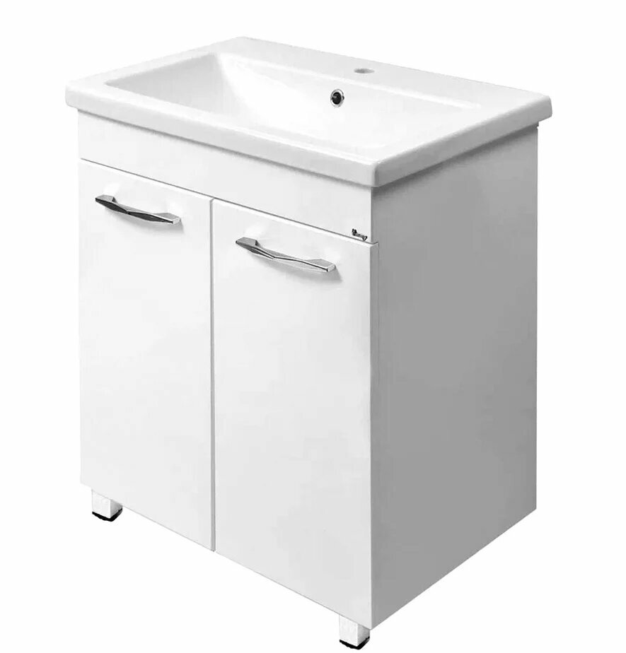 Тумба с раковиной Emmy Рокард 70 напольная 70 см белая прямоугольная в современном стиле из МДФ из фарфора