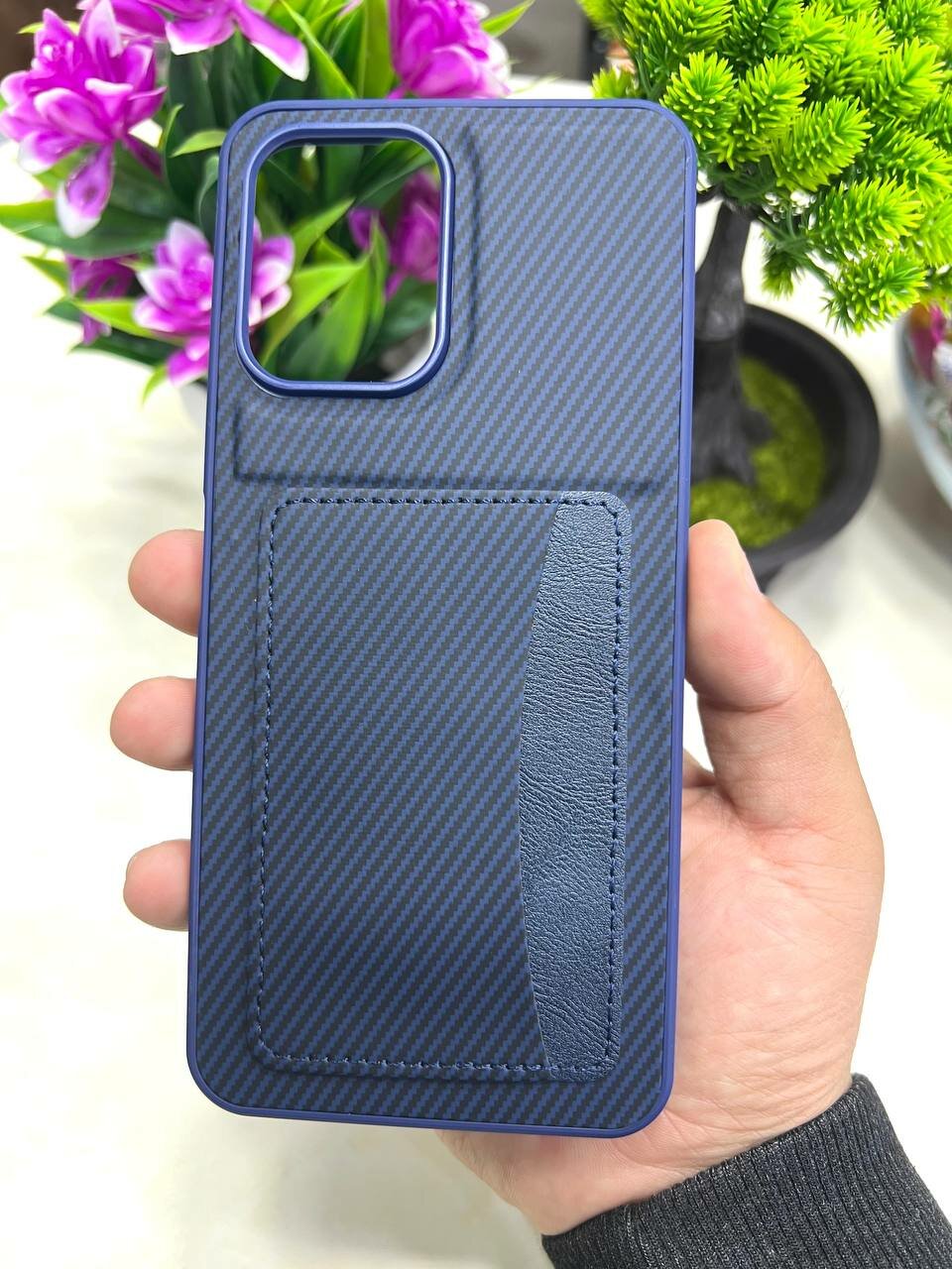 Защитный чехол с карбоновым дизайном и карманом для карты Samsung A07