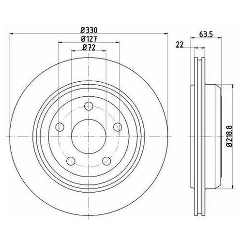 Тормозной диск задний Hella 8DD355122511 для Jeep Grand Cherokee IV